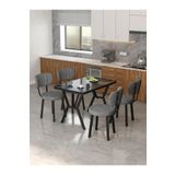 Mygusi Azra 70x110cm Bendir Mutfak Masası, Mutfak Masası Takımı, Yemek Masası, 4 Koyu Gri Sandalye