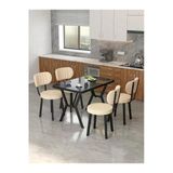 Mygusi Azra 70x110cm Bendir Mutfak Masası, Mutfak Masası Takımı, Yemek Masası, 4 Krem Sandalye