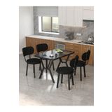Mygusi Azra 70x110cm Bendir Mutfak Masası, Mutfak Masası Takımı, Yemek Masası, 4 Siyah Sandalye