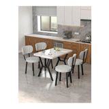 Mygusi Azra 70x110cm Beyaz Mutfak Masası, Mutfak Masası Takımı, Yemek Masası, 4 Açık Gri Sandalye