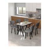 Mygusi Azra 70x110cm Efes Mutfak Masası, Mutfak Masası Takımı, Yemek Masası, 4 Koyu Gri Sandalye