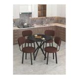 Mygusi Azra 90Cm Bendir Mutfak Masası, Mutfak Masası Takımı, Yemek Masası, 4 Kahverengi Sandalye