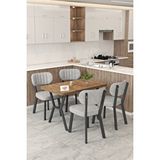 Mygusi Gnr 70x110cm Sabit Atlantik Mutfak Masası Takımı, Yemek Masası, 4 Modern Gri Sandalye