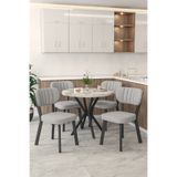 Mygusi Gnr 90Cm Sabit Efes Mutfak Masası Takımı, Yemek Masası, 4 Modern Gri Sandalye