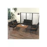 Mygusi Hayal Balkon Bahçe Cafe - Metal Kanepe Koltuk Takımı - 2 2 1 1 - 70X110 Cm Masalı - Antrasit