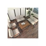 Mygusi Hayal Balkon Bahçe Cafe - Metal Kanepe Koltuk Takımı - 2 2 1 1 - 70X110 Cm Masalı - Krem