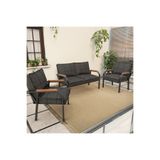 Mygusi "" Hayal Balkon, Bahçe, Cafe - Metal Kanepe Koltuk Takımı - 2+1+1 Antrasit