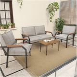 Mygusi Hayal Balkon, Bahçe, Cafe - Metal Kanepe Koltuk Takımı 2+1+1 Sehaplı Açık Gri