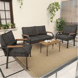 Mygusi Hayal Balkon, Bahçe, Cafe - Metal Kanepe Koltuk Takımı - 2+1+1 Sehaplı Antrasit