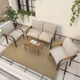 Mygusi Hayal Balkon, Bahçe, Cafe - Metal Kanepe Koltuk Takımı - 2+1+1 Sehaplı Krem