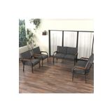 Mygusi Hayal Balkon Bahçe Cafe - Metal Kanepe Koltuk Takımı - 2+2+1+1 - Koyu Gri