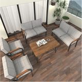 Mygusi Hayal Balkon Bahçe Cafe - Metal Kanepe Koltuk Takımı - 2+2+1+1+masali Açikgri Açık Gri