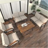 Mygusi Hayal Balkon Bahçe Cafe - Metal Kanepe Koltuk Takımı - 2+2+1+1+masali Krem