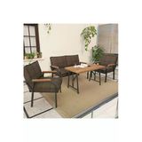 Mygusi Hayal Balkon, Bahçe, Cafe, Metal Kanepe Koltuk Takımı , Bahçe Mobilyası, 211 - 70x110 Masalı - Kahve