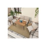 Mygusi Hayal Balkon, Bahçe, Cafe, Metal Kanepe Koltuk Takımı , Bahçe Mobilyası, 60x90 Masalı - 211 Krem
