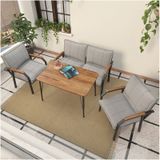Mygusi Hayal Balkon, Bahçe, Cafe, Teras - Metal Kanepe Koltuk Takımı - 2+1+1 Masali Açikgri Açık Gri