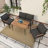 Mygusi Hayal Balkon, Bahçe, Cafe, Teras - Metal Kanepe Koltuk Takımı - 2+1+1 Masali Antrasit
