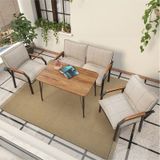 Mygusi Hayal Balkon, Bahçe, Cafe, Teras - Metal Kanepe Koltuk Takımı - 2+1+1 Masali Krem