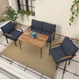Mygusi Hayal Balkon, Bahçe, Cafe, Teras - Metal Kanepe Koltuk Takımı - 2+1+1 Masali Lacivert