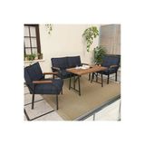 Mygusi Hayal Balkon, Cafe, Metal Kanepe Koltuk Takımı , Bahçe Mobilyası, 211 - 70x110 Masalı - Lacivert