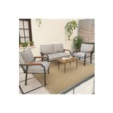 Mygusi Hayal Serisi Balkon, Bahçe, Cafe - Metal Kanepe Koltuk Takımı - 2+1+1 Sehpalı - Açık Gri