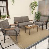 Mygusi Hayal Serisi Balkon, Bahçe, Cafe - Metal Kanepe Koltuk Takımı - 2+1+1 Sehpalı - Cappucino - Cappuccino