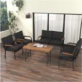 Mygusi Hayal Serisi Modern Balkon, Bahçe, Cafe - Metal Kanepe Koltuk Takımı 2+2+1+1 -70 x 110 Masalı - Antrasit