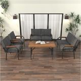 Mygusi Hayal Serisi Modern Balkon, Bahçe, Cafe - Metal Kanepe Koltuk Takımı 2+2+1+1 -70 x 110 Masalı - Koyu Gri