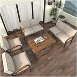 Mygusi Hayal Serisi Modern Balkon, Bahçe, Cafe - Metal Kanepe Koltuk Takımı 2+2+1+1 -70 x 110 Masalı - Krem