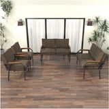Mygusi Hayal Serisi Modern Balkon, Bahçe, Cafe - Metal Kanepe Koltuk Takımı 2+2+1+1 - Kahverengi