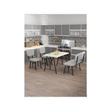 Mygusi Hayat 70 X 110 Beyaz Mutfak Masası, Mutfak Masası Takımı, Yemek Masası, 2 Sandalye 1 Bench - Açık Gri