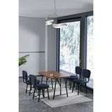 Mygusi Hayat 70 x 110 cm Sabit Amalfi Mutfak Masası, Mutfak Masası Takımı, Yemek Masası, 4 Lacivert Sandalye