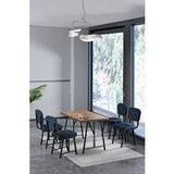 Mygusi Hayat 70 X 110 Cm Sabit Atlantik Mutfak Masası, Mutfak Masası Takımı, Yemek Masası, 4 Lacivert Sandalye