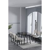 Mygusi Hayat 70 X 110 Cm Sabit Bendir Mutfak Masası, Mutfak Masası Takımı, Yemek Masası, 4 Krem Sandalye