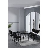 Mygusi Hayat 70 X 110 Cm Sabit Bendir Mutfak Masası, Mutfak Masası Takımı, Yemek Masası, 4 Siyah Sandalye
