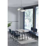 Mygusi Hayat 70 x 110 cm Sabit Efes Mutfak Masası, Mutfak Masası Takımı, Yemek Masası, 4 Lacivert Sandalye - 70x110