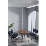 Mygusi Hayat 70x110 Amalfi Mutfak Masası, Mutfak Masası Takımı, Yemek Masası, 2 Sandalye 1 Bench - Lacivert