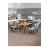 Mygusi Hayat 70x110 Atlantik, Mutfak Masası Takımı, Yemek Masası, 2 Sandalye 1 Bench - Açık Gri
