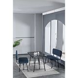 Mygusi Hayat 70x110 Bendir Mutfak Masası, Mutfak Masası Takımı, Yemek Masası, 2 Benchli - Lacivert