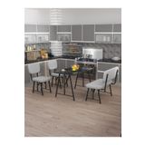 Mygusi Hayat 70x110 Bendir Mutfak Masası, Mutfak Masası Takımı, Yemek Masası, 2 Sandalye 1 Bench - Açık Gri