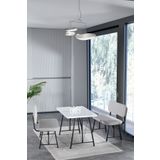 Mygusi Hayat 70x110 Beyaz Mutfak Masası, Mutfak Masası Takımı, Yemek Masası, 2 Benchli - Açık Gri