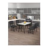 Mygusi Hayat 70x110 Beyaz Mutfak Masası, Mutfak Masası Takımı, Yemek Masası, 2 Sandalye 1 Bench - Antrasit