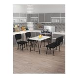 Mygusi Hayat 70x110 Beyaz Mutfak Masası, Mutfak Masası Takımı, Yemek Masası, 2 Sandalye 1 Bench - Siyah