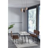 Mygusi Hayat 70x110 Efes Mutfak Masası, Mutfak Masası Takımı, Yemek Masası, 2 Benchli - Kahverengi