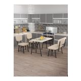 Mygusi Hayat 70x110 Efes Mutfak Masası, Mutfak Masası Takımı, Yemek Masası, 2 Sandalye 1 Bench - Krem