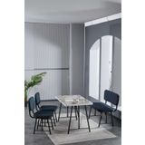 Mygusi Hayat 70x110 Efes Mutfak Masası, Mutfak Masası Takımı, Yemek Masası, 2 Sandalye 1 Bench - Lacivert