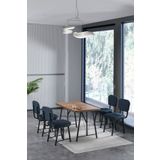 Mygusi Hayat 70x110cm Sabit Atlantik Mutfak Masası, Mutfak Masası Takımı, Yemek Masası, 4 Lacivert Sandalye