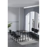 Mygusi Hayat 70x110cm Sabit Bendir Mutfak Masası, Mutfak Masası Takımı, Yemek Masası, 4 Antrasit Sandalye