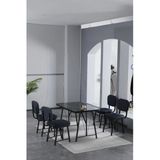 Mygusi Hayat 70X110cm Sabit Bendir Mutfak Masası, Mutfak Masası Takımı, Yemek Masası, 4 Lacivert Sandalye