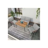 Mygusi Modern Balkon, Bahçe, Cafe - Metal Kanepe Koltuk Takımı - 2 1 1 60x90cm Masalı - Açık Gri